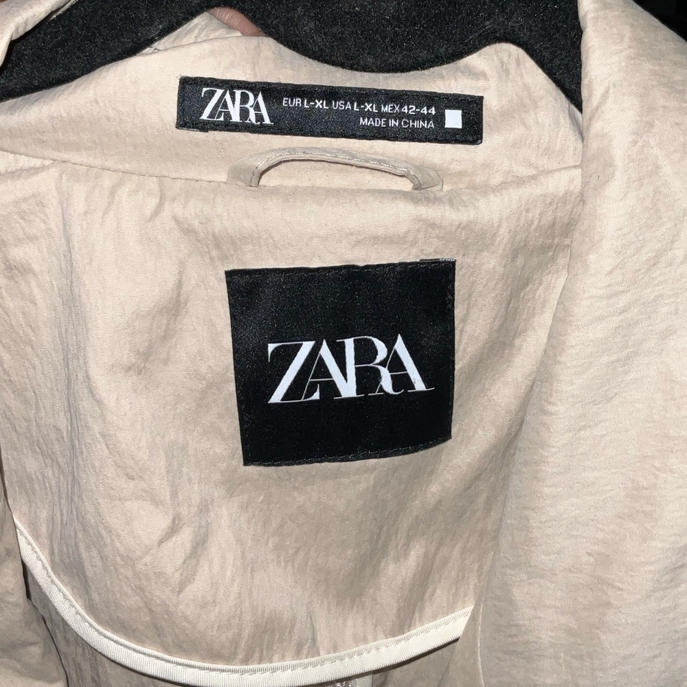 ZARA NWT Technical Trench Coat Sand Long Double-Breasted L/XL retail $169 - Picture 8 of 12